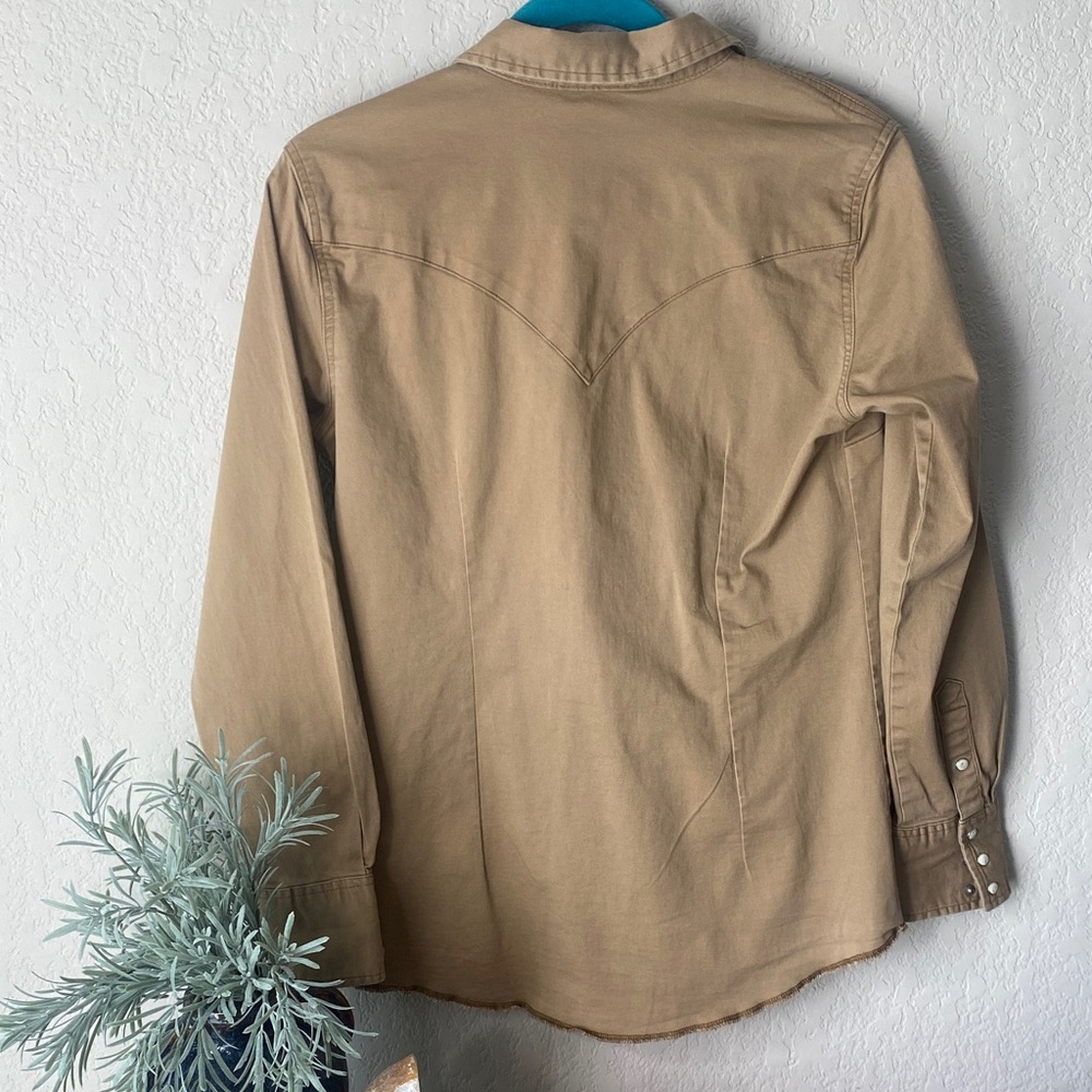 Wrangler Women’s Cotton Tan Western Snap Shirt Small - Picture 7 of 8